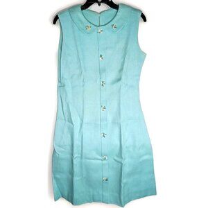 Vintage Mod Sleeveless Sheath Dress Peter Pan Collar Mid Century Clothing 1960s